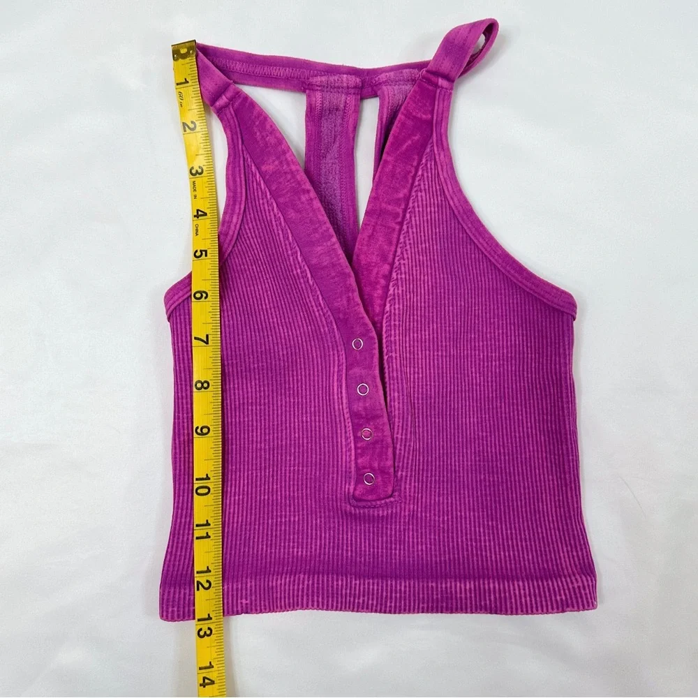 Free People Movement Free Throw Henley Crop Tank - Magenta - XS/S - Picture 8 of 8